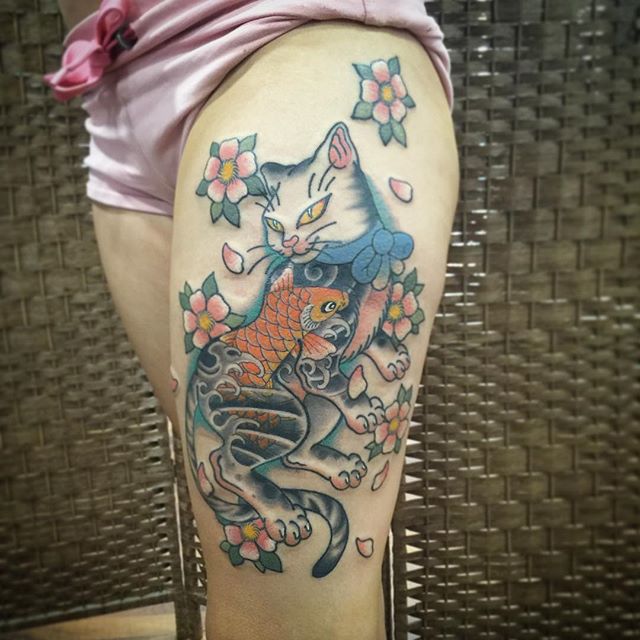 cat Jamie Negro at Behardcore Tattoo