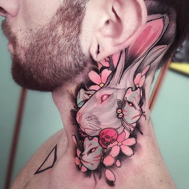 bunny and skull neck piece