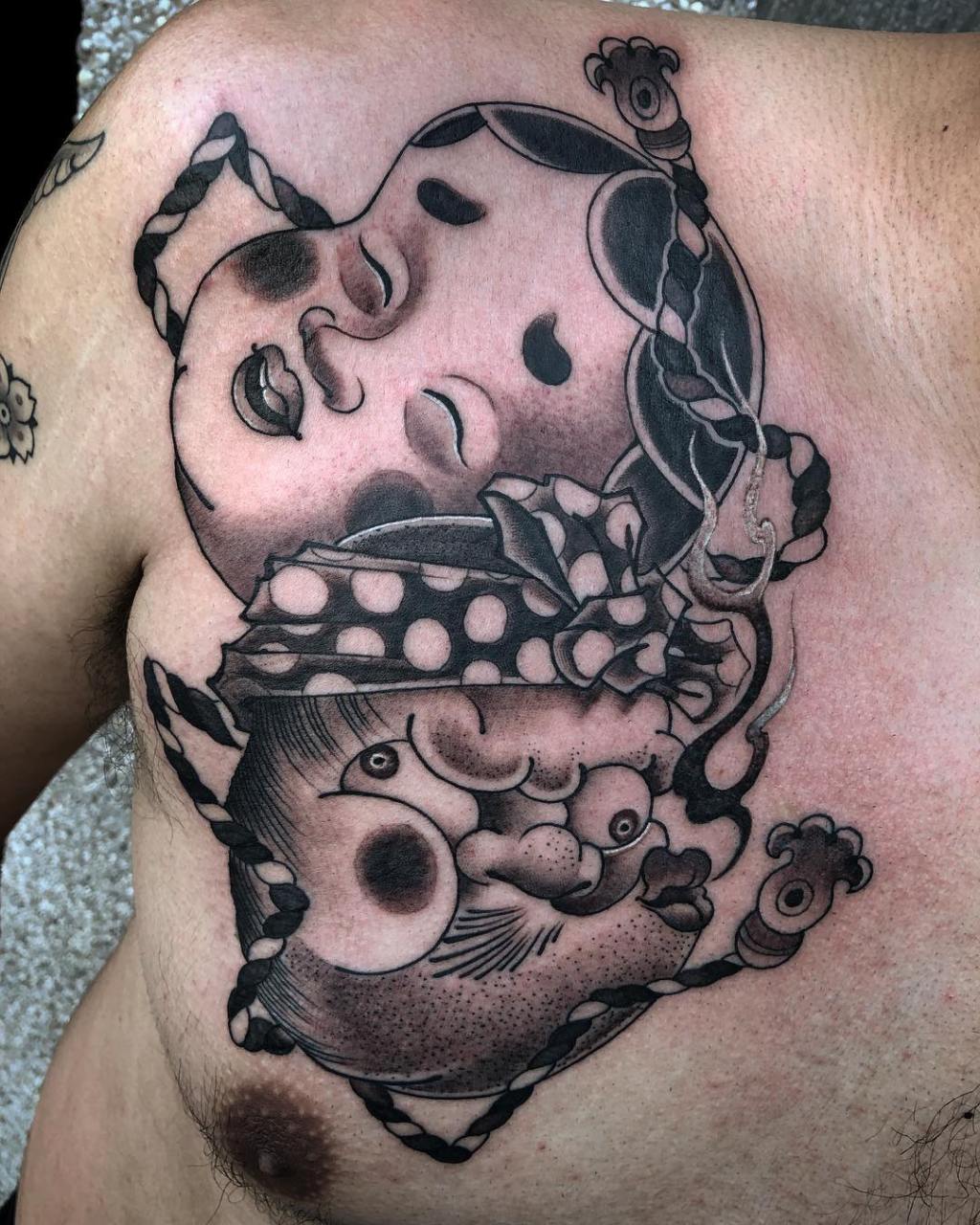 Hyottoko and Okame&nbsp;Tattoos: